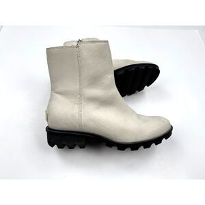 Sorel Phoenix Zip Boots Women 7.5 Suede Leather Ankle Zip Closure Winter‎ White